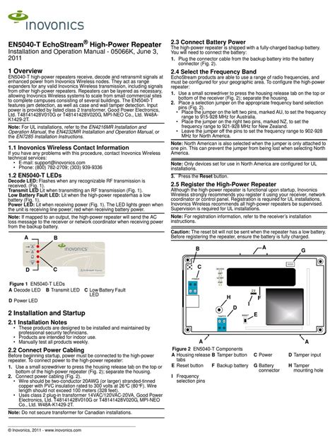 inovonics echostream receiver pdf manual